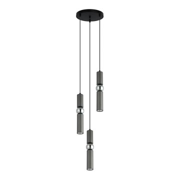 ITALUX - Lampadario a sospensione con filo ISIDORA 3xGU10/25W/230V antracite/cromo