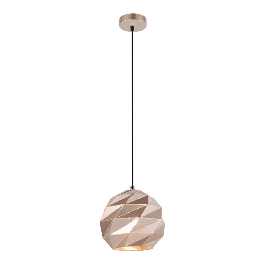 ITALUX - Lampadario a sospensione con filo PALERMO 1xE27/40W/230V diametro 23 cm Oro rosa