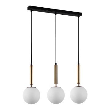 ITALUX - Lampadario a sospensione con filo RAVENA 3xE27/10W/230V nero/oro