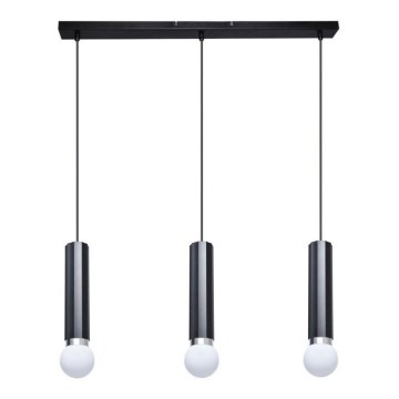 ITALUX - Lampadario a sospensione su cavi MACERA 3xE27/40W/230V nero