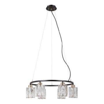 ITALUX - Lampadario sospeso a cavo SIMONA 6xE14/40W/230V nero/oro