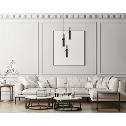 ITALUX - Lampadario a sospensione con filo ISIDORA 3xGU10/25W/230V nero/bronzo