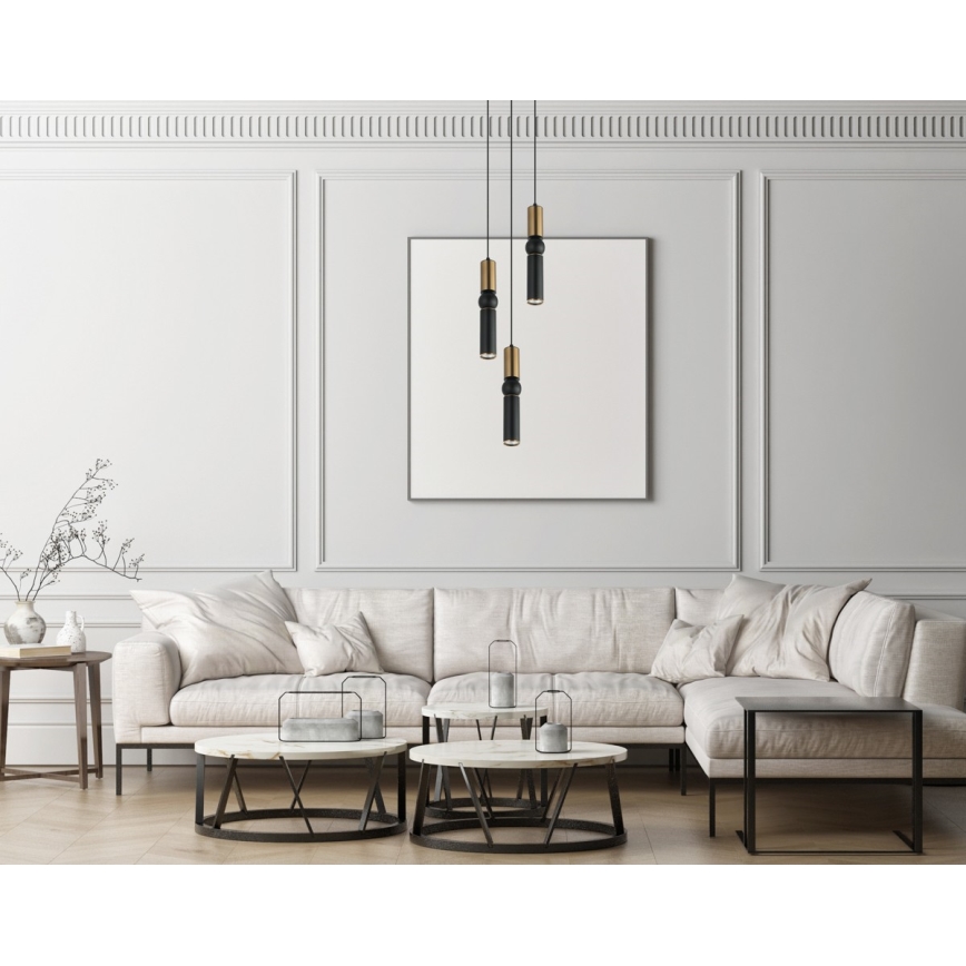 ITALUX - Lampadario a sospensione con filo ISIDORA 3xGU10/25W/230V nero/bronzo