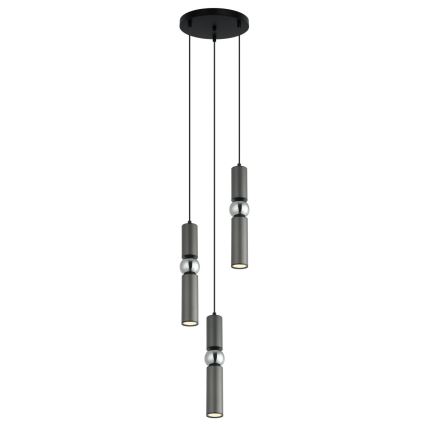 ITALUX - Lampadario a sospensione con filo ISIDORA 3xGU10/25W/230V antracite/cromo