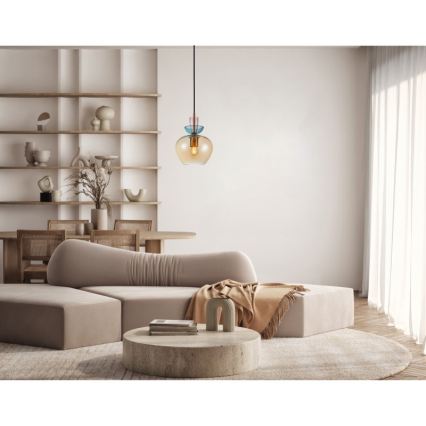 ITALUX - Lampadario a cavo FANDA 1xE27/40W/230V dorato/beige fumé