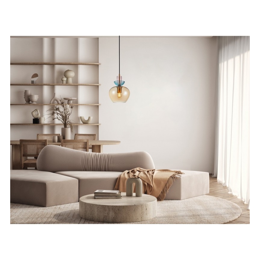 ITALUX - Lampadario a cavo FANDA 1xE27/40W/230V dorato/beige fumé