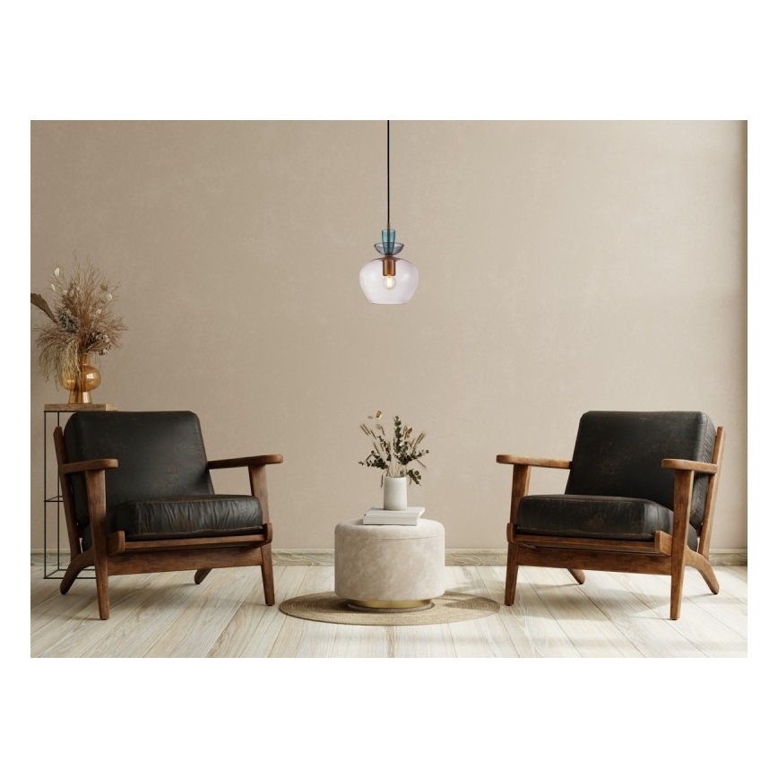 ITALUX - Lampadario a sospensione FANDA 1xE27/40W/230V oro/grigio fumé