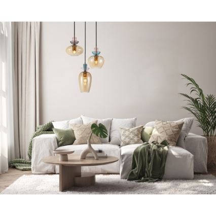 ITALUX - Lampadario a sospensione con cavo FANDA 3xE27/40W/230V oro/beige fumé