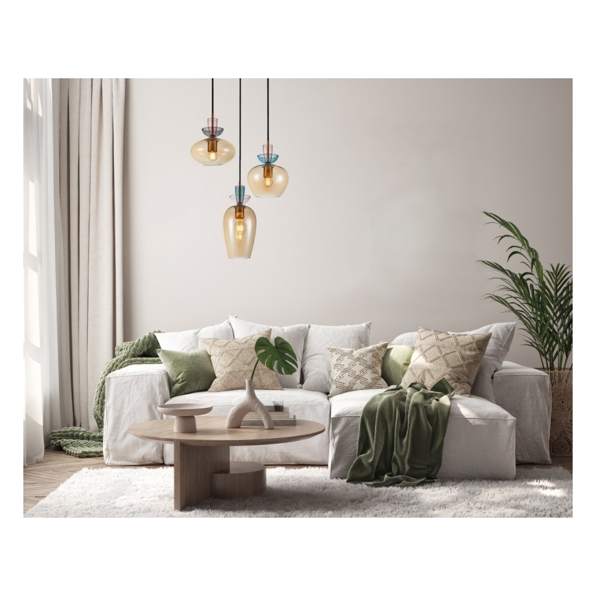 ITALUX - Lampadario a sospensione con cavo FANDA 3xE27/40W/230V oro/beige fumé