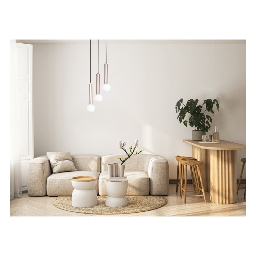 ITALUX - Lampada a sospensione con cavo FILANO 3xG9/5W/230V oro rosa