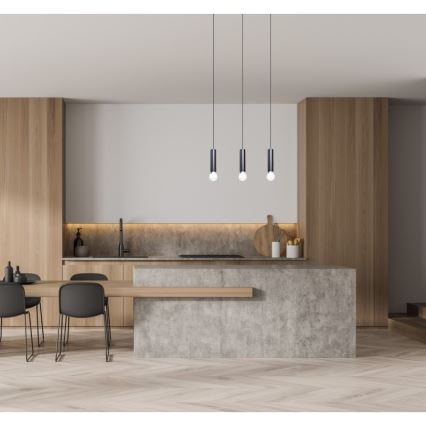 ITALUX - Lampadario a sospensione su cavi MACERA 3xE27/40W/230V nero
