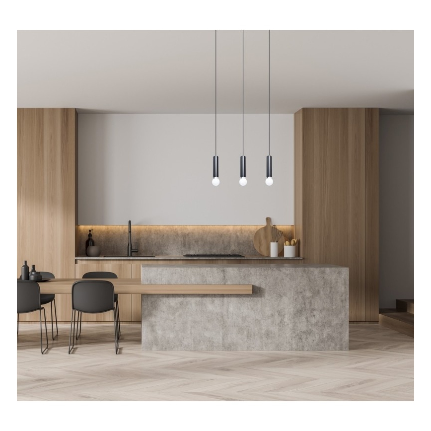 ITALUX - Lampadario a sospensione su cavi MACERA 3xE27/40W/230V nero