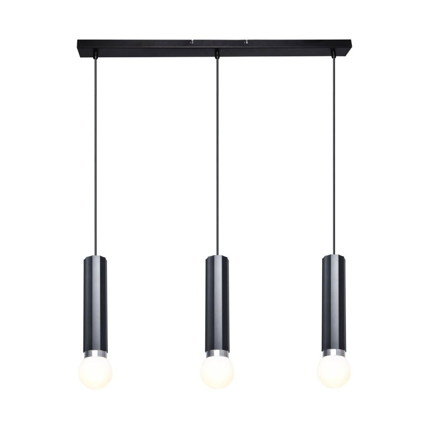 ITALUX - Lampadario a sospensione su cavi MACERA 3xE27/40W/230V nero