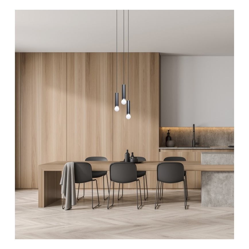 ITALUX - Lampadario a cavo MACERA 3xE27/40W/230V nero
