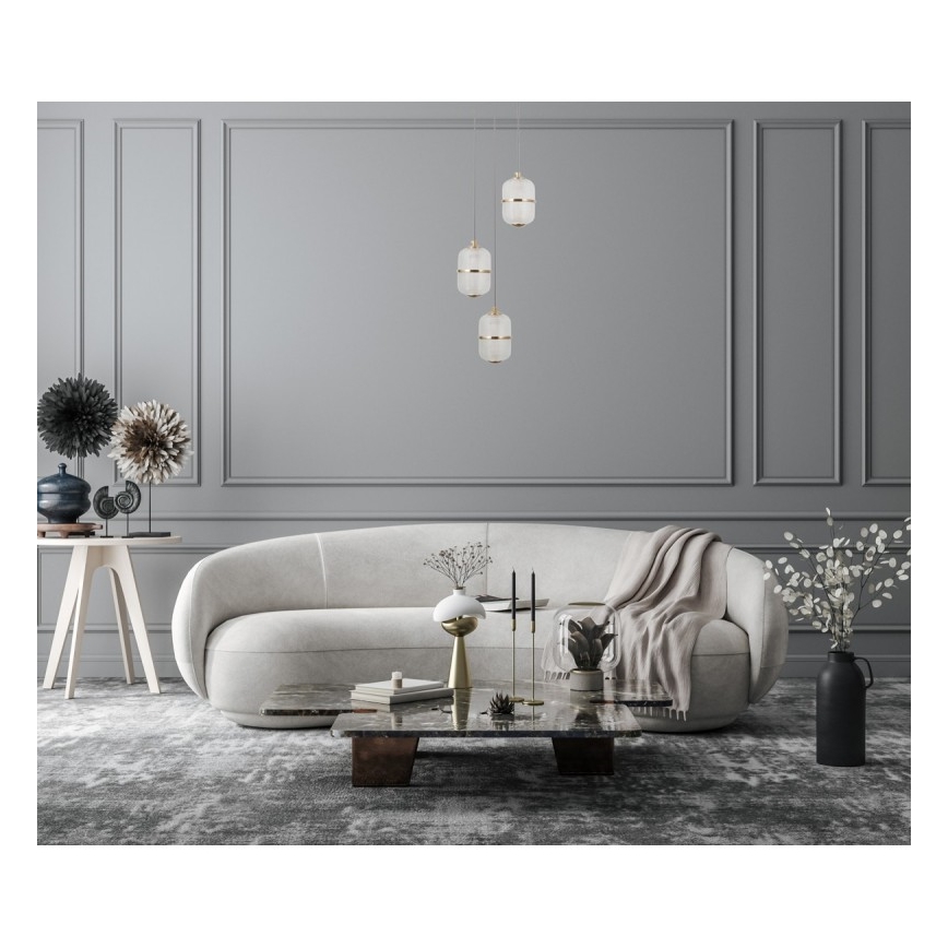 ITALUX - Lampadario LED a sospensione con cavo ALANI 3x LED da 5 W, 230 V, 3000 K nero/oro