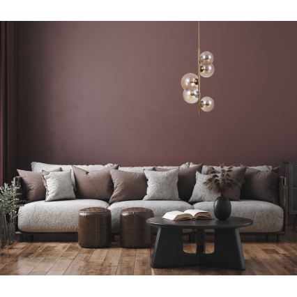 ITALUX - Lampadario a sospensione con supporto rigido CANELLO 5xG9/5W/230V ottone