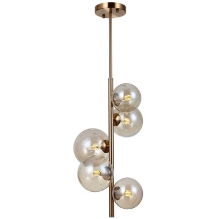 ITALUX - Lampadario a sospensione con supporto rigido CANELLO 5xG9/5W/230V ottone