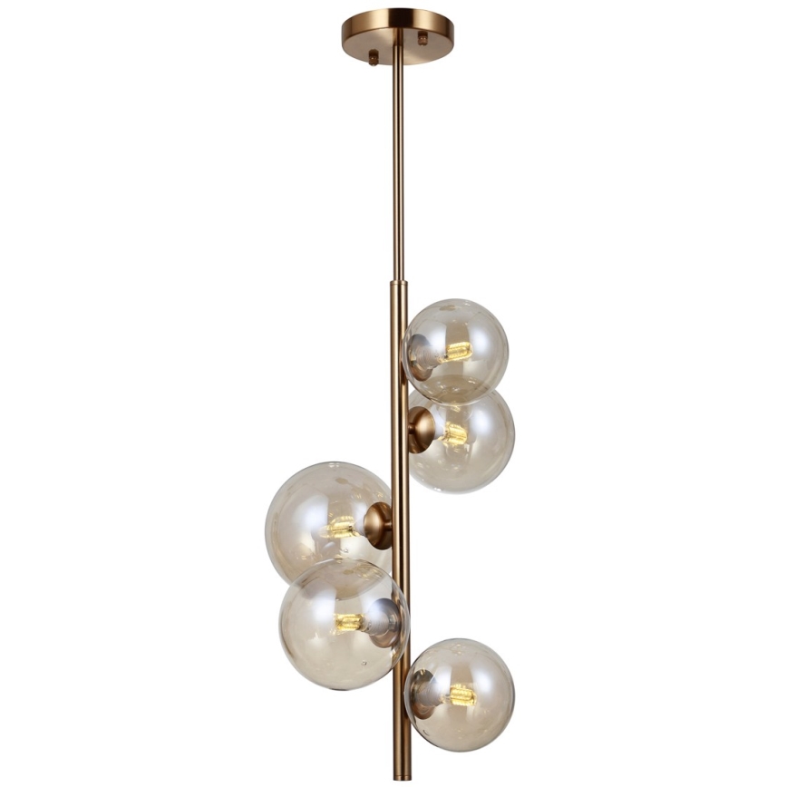 ITALUX - Lampadario a sospensione con supporto rigido CANELLO 5xG9/5W/230V ottone