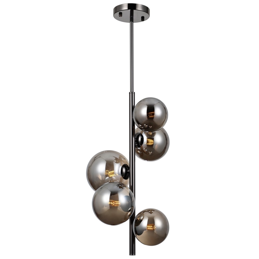 ITALUX - Lampadario a sospensione con supporto rigido CANELLO 5xG9/5W/230V nero