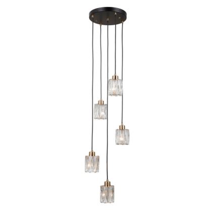 ITALUX - Lampadario a sospensione TORNO 5xE14/40W/230V nero/oro