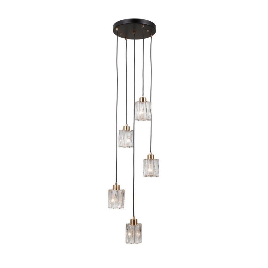 ITALUX - Lampadario a sospensione TORNO 5xE14/40W/230V nero/oro