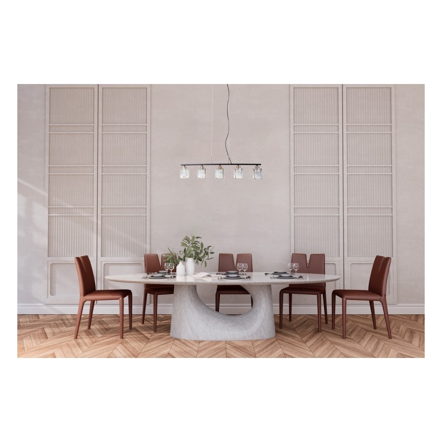 ITALUX - Lampadario a sospensione con cavo SIMONA 5xE14/40W/230V nero/oro