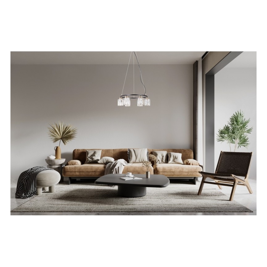 ITALUX - Lampadario sospeso a cavo SIMONA 6xE14/40W/230V nero/oro