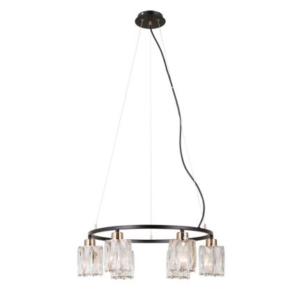 ITALUX - Lampadario sospeso a cavo SIMONA 6xE14/40W/230V nero/oro