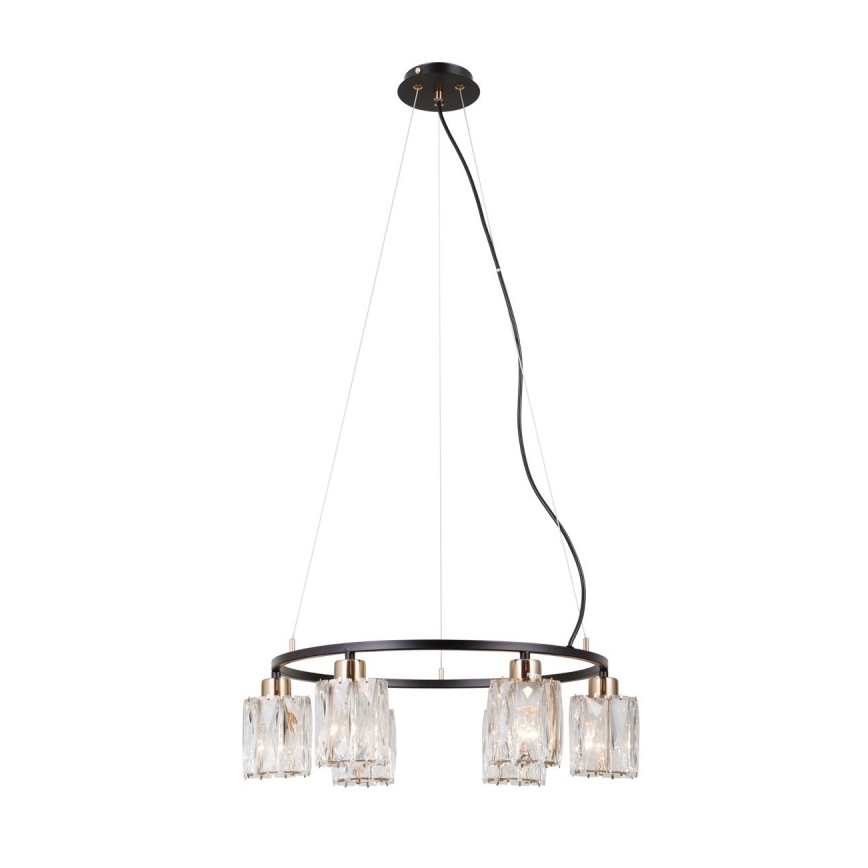ITALUX - Lampadario sospeso a cavo SIMONA 6xE14/40W/230V nero/oro