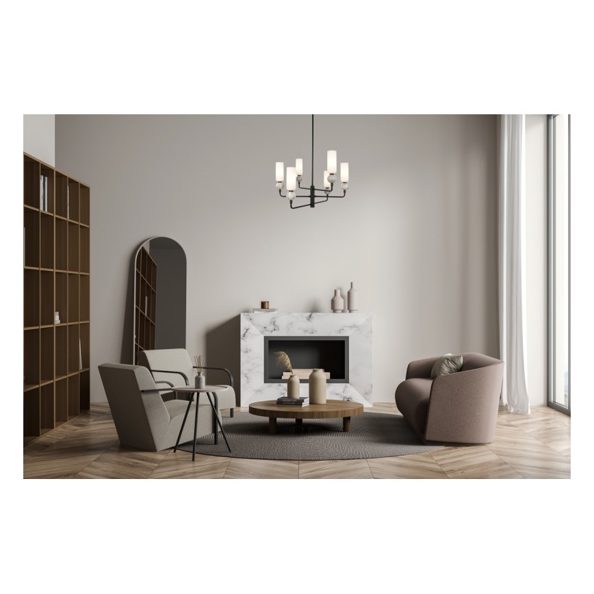ITALUX - Lampadario su asta SANTOS 6xG9/40W/230V nero