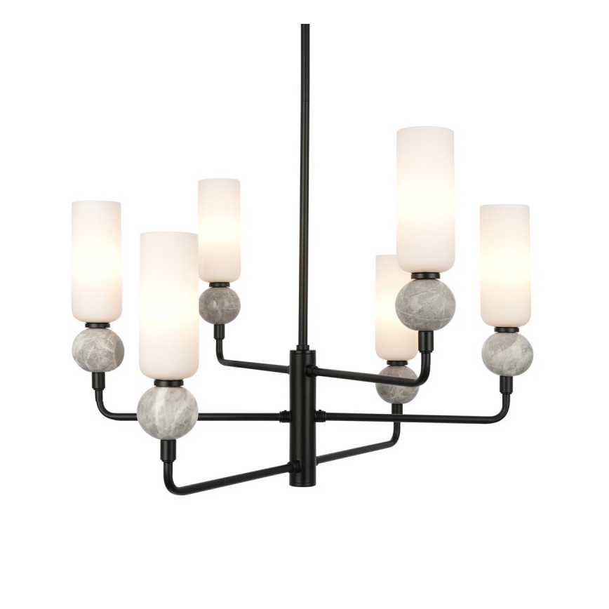ITALUX - Lampadario su asta SANTOS 6xG9/40W/230V nero