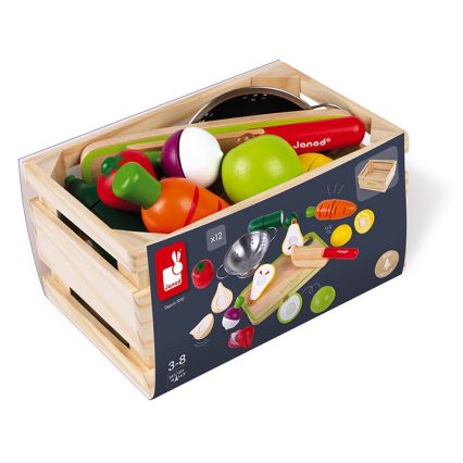 Janod - Cassetta di legno con frutta e verdura