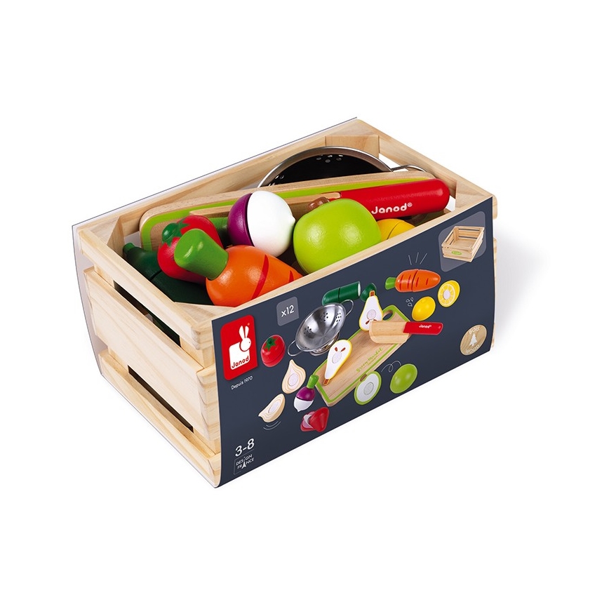 Janod - Cassetta di legno con frutta e verdura
