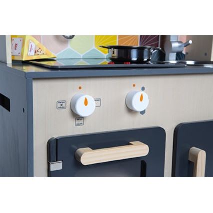 Janod - Cucina in legno con piano cottura a LED MOZAIC 2xLR6