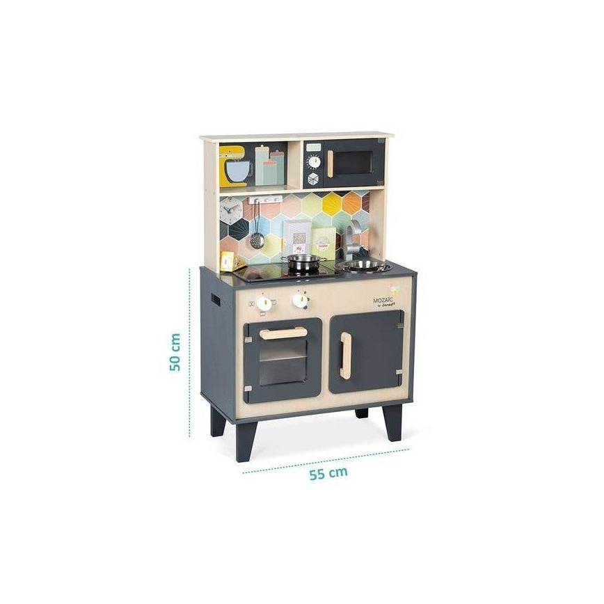 Janod - Cucina in legno con piano cottura a LED MOZAIC 2xLR6