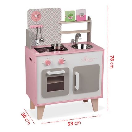 Janod - Cucina in legno MACARON rosa