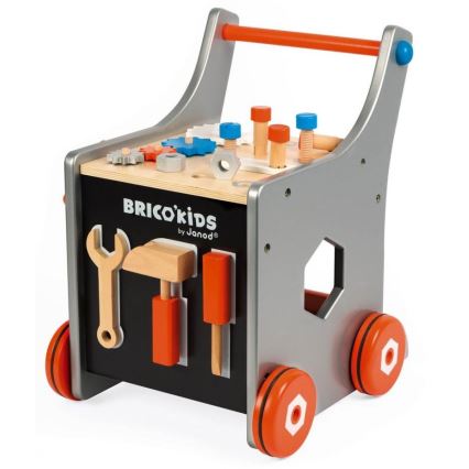 Janod - Passeggino in legno con attrezzi BRICOKIDS