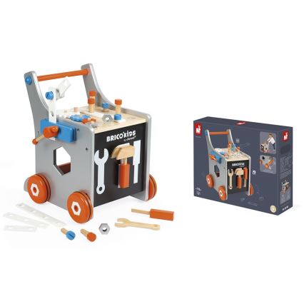 Janod - Passeggino in legno con attrezzi BRICOKIDS