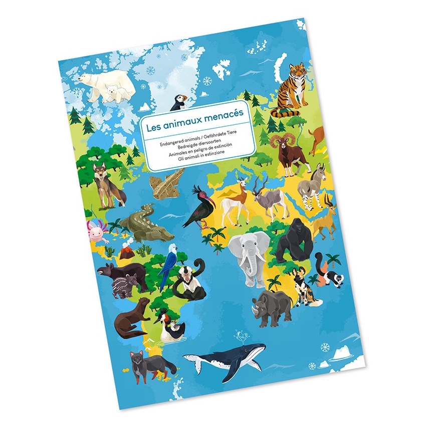 Janod - Puzzle educativo per bambini 200 pezzi animali in via di estinzione