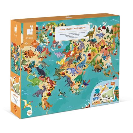 Janod - Puzzle educativo per bambini 200 pezzi dinosauri