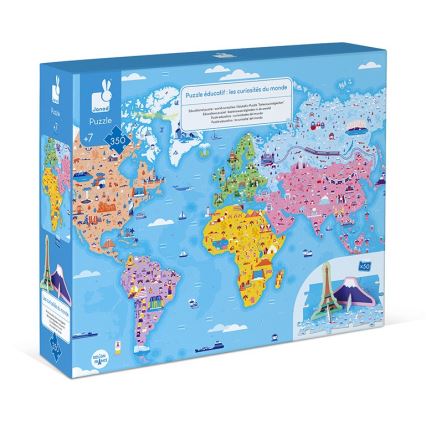 Janod - Puzzle educativo per bambini 350 pezzi mondo