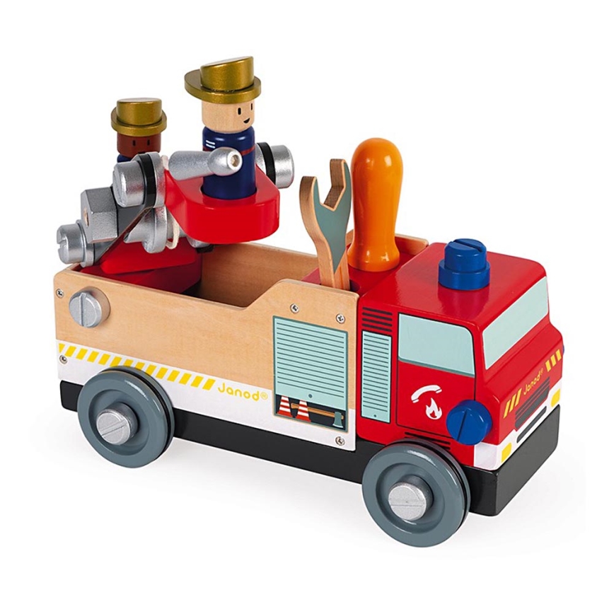 Janod - Set di costruzioni in legno BRICOKIDS camion dei pompieri