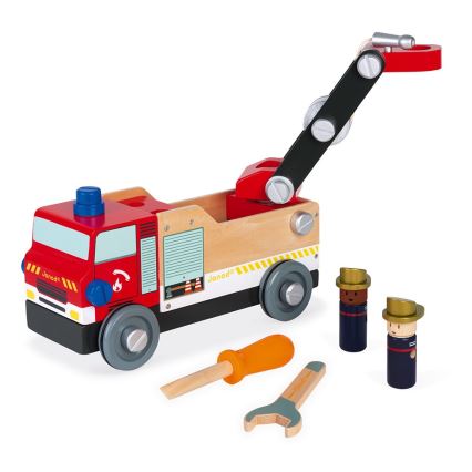 Janod - Set di costruzioni in legno BRICOKIDS camion dei pompieri