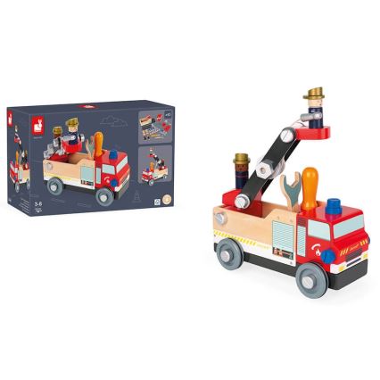 Janod - Set di costruzioni in legno BRICOKIDS camion dei pompieri