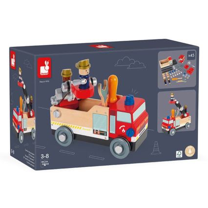 Janod - Set di costruzioni in legno BRICOKIDS camion dei pompieri