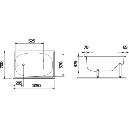 JIKA H2340000000001 - Vasca da bagno con seduta RIGA 105x70 acciaio/bianco