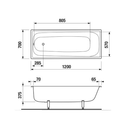 JIKA H2340200000001 - Vasca RIGA 120x70 acciaio/bianco