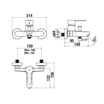 JIKA H3211Z70044001 - Rubinetto per vasca LYRA cromo lucido