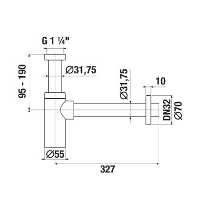 JIKA H3741R00040001 - Sifone per lavabo rotondo RIO cromato lucido