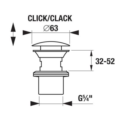 JIKA H3917100040001 - Scarico per lavabo CLICK-CLACK, diam. 6,3 cm, cromo lucido
